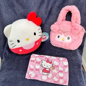 Hello Kitty Squish-mellow /  My Melody Plush Bag  / Hello Kitty Storage Bag NWT